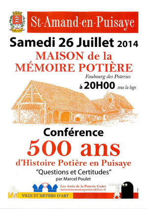 Grès Puisaye : conférence 500 ans d'histoire Potière en Puisaye